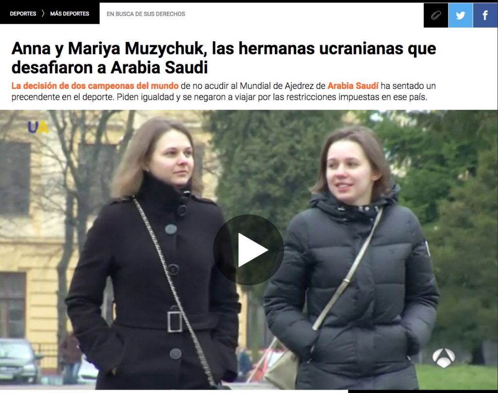 Anna y Mariya Muzychuk, las hermanas ucranianas que desafiaron a Arabia Saudi